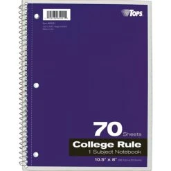 TOPS 1-Subject Notebook, 8" X 10.5", College Ruled, 70 Sheets, Assorted Colors (TOP 65021) -Office Supply Shop s0755972 sc7