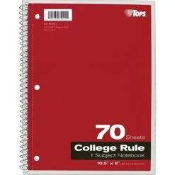 TOPS 1-Subject Notebook, 8" X 10.5", College Ruled, 70 Sheets, Assorted Colors (TOP 65021) -Office Supply Shop s0755973 sc7