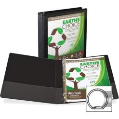 Samsill Earth’s Choice™ Biobased 3 Ring View Binder, 1 Inch Round Ring, Customizable Clear View Cover, Black (SAM18930)