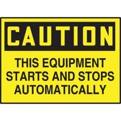 Accuform Signs® 3 1/2" X 5" Adhesive Vinyl Safety Label "CAUTION THIS E..", Black On Yellow, 5/Pack