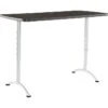 Iceberg Arc Adjustable Height Rectangular Conference Table, Gray Walnut/Silver Legs, 30"-42"H X 60"W X 30"D