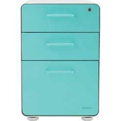 Stow 3-Drawer File Cabinet, White + Aqua -Office Supply Shop s0895676 sc7