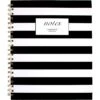 Mead Cambridge Fashion Hardcover Business Notebook, 11" X 8-7/8", Wide Ruled, 80 Sheets, Black/White Stripe (59010)