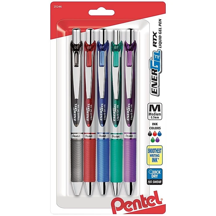 Pentel EnerGel RTX Gel Pen, Medium Point, Assorted Ink, 5 Pack (BL77BP5M) Pentel EnerGel RTX Gel Pen, Medium Point, Assorted Ink, 5 Pack (BL77BP5M) -Office Supply Shop s1071199 sc7