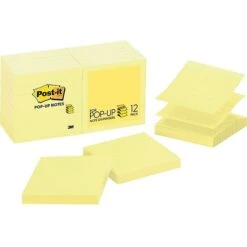 Post-it® Pop-up Notes, 3" X 3", Canary Yellow, Lined, 12 Pads/Pack