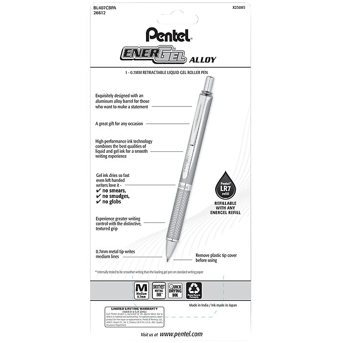 Pentel EnerGel Alloy Liquid Gel Pen, 0.7mm, Blue Barrel, 1/Pack (BL407CBPA) Pentel EnerGel Alloy Liquid Gel Pen, 0.7mm, Blue Barrel, 1/Pack (BL407CBPA) -Office Supply Shop s1081340 sc7