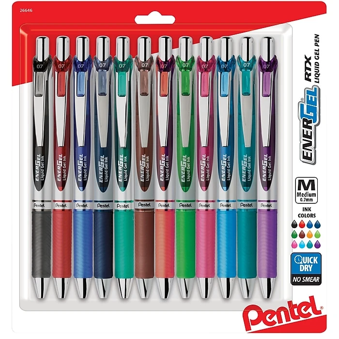 Pentel EnerGel RTX Gel Pens, Medium Point, Assorted Ink, Dozen (BL77BP12M) Pentel EnerGel RTX Gel Pens, Medium Point, Assorted Ink, Dozen (BL77BP12M) -Office Supply Shop s1098204 sc7
