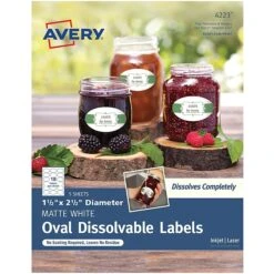 Avery Dissolvable Oval Labels, 1-1/2" X 2-1/2", White, Pack Of 90 (4223)