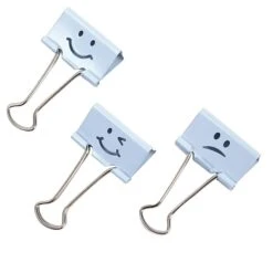 Rapesco® 19mm Foldback Clips Assorted Emojis – Powder Blue (100 Clips)