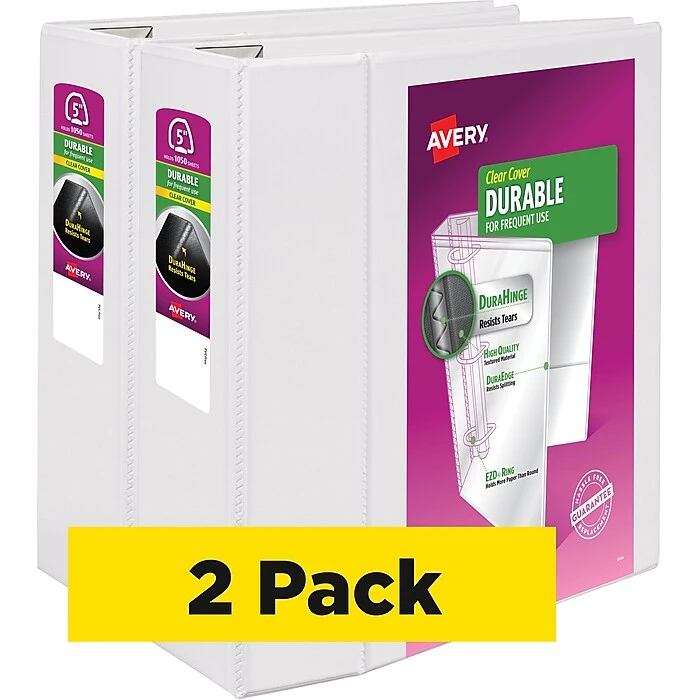 Avery Durable Standard 5" 3-Ring View Binder, White, 2/Carton (09901) Avery Durable Standard 5" 3-Ring View Binder, White, 2/Carton (09901) -Office Supply Shop s1133265 sc7