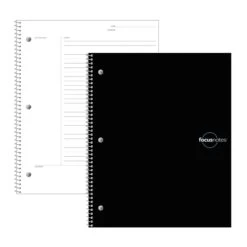 Tops FocusNotes 1-Subject Notebook, 9" X 11", Black (90223)