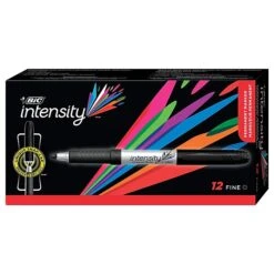 BIC Intensity Permanent Marker, Fine Point, Black, Dozen (31531/GPM11BK)