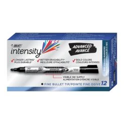 BIC Intensity Advanced Dry Erase Markers, Bullet Tip, Black, 12/Pack (GELIP11-BLK)