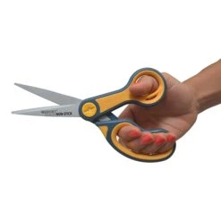 Westcott® Titanium Bonded® Non-Stick 8" Scissors, Adjustable Glide, Pointed Tip, Gray/Yellow (14849) -Office Supply Shop s1175246 sc7 1