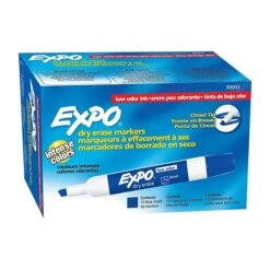 Expo Dry Erase Markers, Chisel Tip, Blue, 12/Pack (80003)