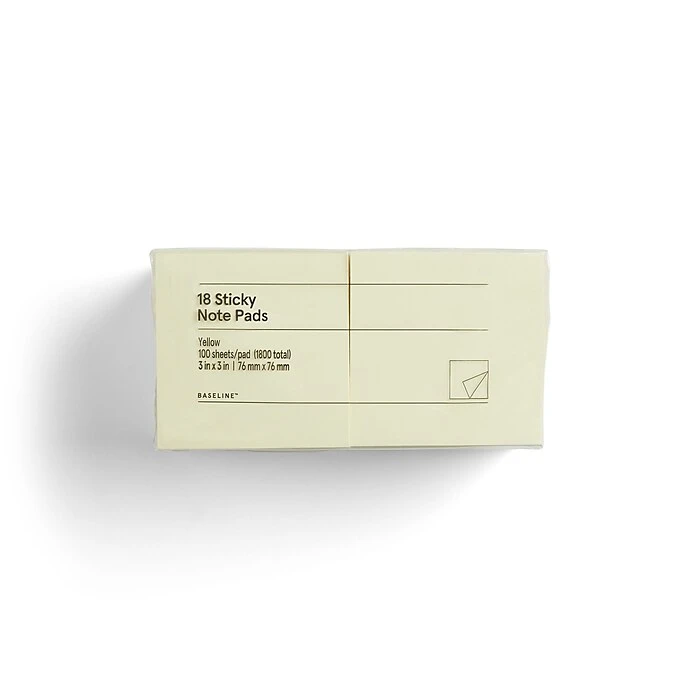 Baseline Yellow Sticky Notes, 3" x 3", 18/Pack (BL58469-CC) Baseline Yellow Sticky Notes, 3" X 3", 18/Pack (BL58469-CC) -Office Supply Shop s1194205 sc7