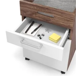 Union & Scale™ Essentials 2-Drawer Vertical File Cabinet, Mobile/Pedestal, Letter/Legal, White/Espresso, 21" (UN56968) -Office Supply Shop s1201607 sc7