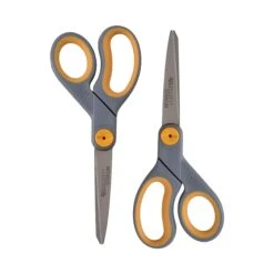 Westcott Titanium Bonded 8" Titanium Multi-Purpose/Heavy Duty Scissor, Sharp Tip, Gray/Yellow, 2/Pack (13901)