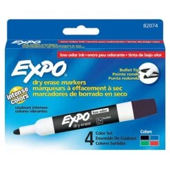 Expo Dry Erase Markers, Bullet Point, Assorted, 4/Pack (82074)