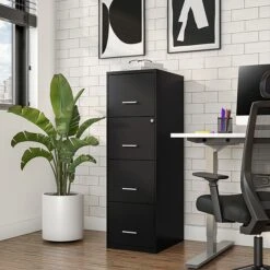 Staples 4-Drawer Light Duty Vertical File Cabinet, Locking, Letter, Black, 18"D (52152) -Office Supply Shop s1212851 sc7
