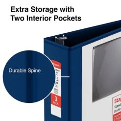 Staples Standard 3" 3-Ring View Binder, Navy Blue (26451-CC) -Office Supply Shop s1221779 sc7