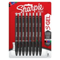 Sharpie S-Gel Retractable Gel Pen, Medium Point, Assorted Ink, 8/Pack (2126231)