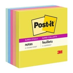 Post-it® Super Sticky Notes, 3" X 3", Summer Joy Collection, 90 Sheets/Pad, 5 Pads/Pack (654-5SSJOY)