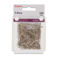 Staples T Pins, 1.5", 100/Pack (10819-CC)