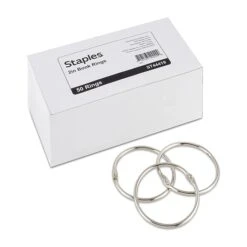 Staples Book Rings, 2", Silver, 50/Pack (44419)