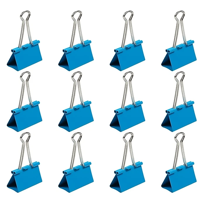 JAM Paper Colorful Large Binder Clips, 1" Capacity, Blue, 12/Pack (340BCbu) JAM Paper Colorful Large Binder Clips, 1" Capacity, Blue, 12/Pack (340BCbu) -Office Supply Shop sp100189015 sc7