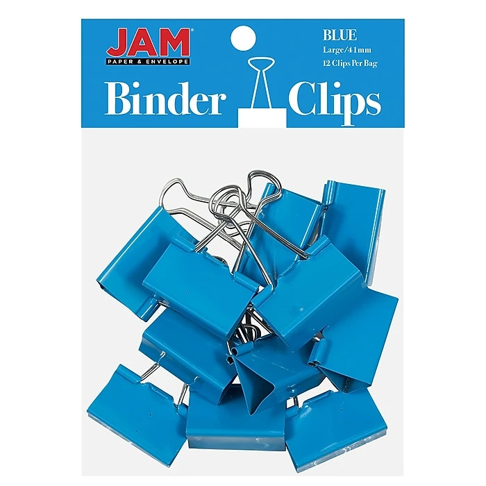 JAM Paper Colorful Large Binder Clips, 1" Capacity, Blue, 12/Pack (340BCbu) JAM Paper Colorful Large Binder Clips, 1" Capacity, Blue, 12/Pack (340BCbu) -Office Supply Shop sp100189058 sc7