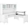 Bush Furniture Somerset 35"-41" Adjustable Desk With Hutch, White (SET015WH)