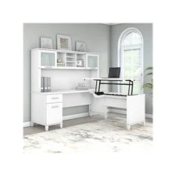 Bush Furniture Somerset 35"-41" Adjustable Desk With Hutch, White (SET015WH) -Office Supply Shop sp101294804 sc7