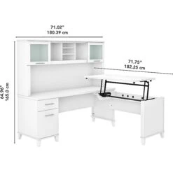 Bush Furniture Somerset 35"-41" Adjustable Desk With Hutch, White (SET015WH) -Office Supply Shop sp101294815 sc7