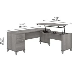 Bush Furniture Somerset 35"-41" Adjustable Desk, Platinum Gray (SET014PG) 5 Bush Furniture Somerset 35"-41" Adjustable Desk, Platinum Gray (SET014PG) -Office Supply Shop sp101294844 sc7