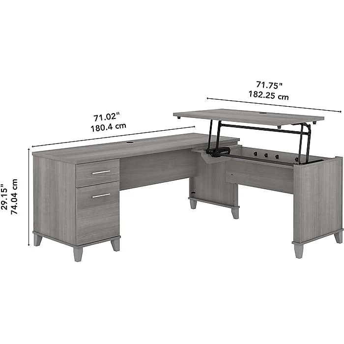 Bush Furniture Somerset 35"-41" Adjustable Desk, Platinum Gray (SET014PG) Bush Furniture Somerset 35"-41" Adjustable Desk, Platinum Gray (SET014PG) -Office Supply Shop sp101294844 sc7