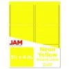 JAM Paper Shipping Label, 3 1/3" X 4", Neon Yellow, 6 Labels/Sheet, 20 Sheets/Pack, 120 Labels/Pack (354328049)