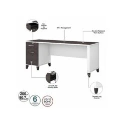 Bush Furniture Somerset 35"-41" Adjustable Desk With Return And Hutch, Storm Gray/White (SET015SGWH) -Office Supply Shop sp108082892 sc7