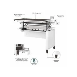 Bush Furniture Somerset 35"-41" Adjustable Desk With Return And Hutch, Storm Gray/White (SET015SGWH) -Office Supply Shop sp108082894 sc7
