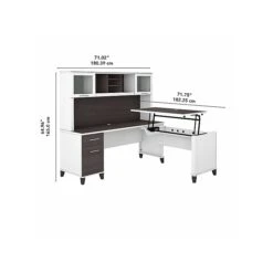 Bush Furniture Somerset 35"-41" Adjustable Desk With Return And Hutch, Storm Gray/White (SET015SGWH) -Office Supply Shop sp108082895 sc7