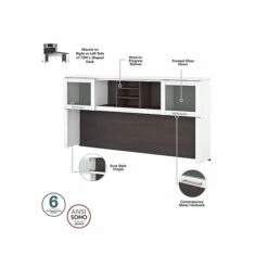 Bush Furniture Somerset 35"-41" Adjustable Desk With Return And Hutch, Storm Gray/White (SET015SGWH) -Office Supply Shop sp108082896 sc7