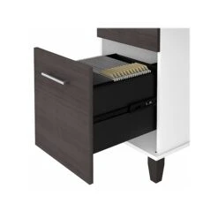 Bush Furniture Somerset 35"-41" Adjustable Desk With Return And Hutch, Storm Gray/White (SET015SGWH) -Office Supply Shop sp108082897 sc7
