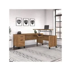 Bush Furniture Somerset 35"-41" Adjustable Desk With Return, Fresh Walnut (SET014FW) -Office Supply Shop sp108409470 sc7
