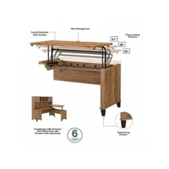 Bush Furniture Somerset 35"-41" Adjustable Desk With Return, Fresh Walnut (SET014FW) -Office Supply Shop sp108409472 sc7