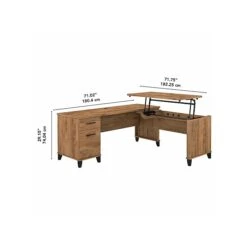 Bush Furniture Somerset 35"-41" Adjustable Desk With Return, Fresh Walnut (SET014FW) -Office Supply Shop sp108409473 sc7
