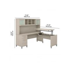 Bush Furniture Somerset Office Desk With 35"-41" Adjustable Return And Hutch, Sand Oak (SET015SO) -Office Supply Shop sp108409489 sc7