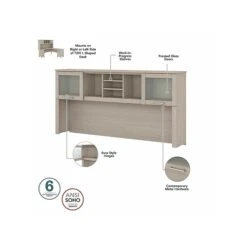 Bush Furniture Somerset Office Desk With 35"-41" Adjustable Return And Hutch, Sand Oak (SET015SO) -Office Supply Shop sp108409490 sc7