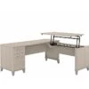 Bush Furniture Somerset 35"-41" Adjustable Desk With Return, Sand Oak (SET014SO)