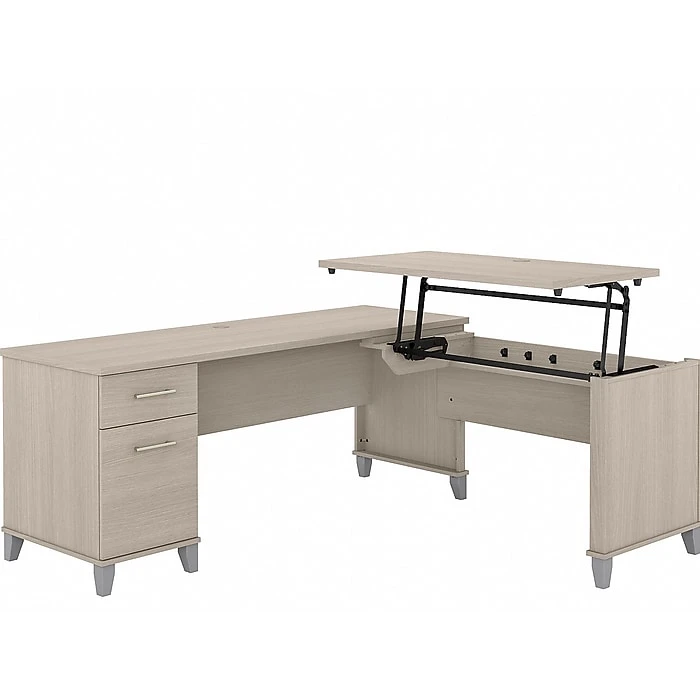 Bush Furniture Somerset 35"-41" Adjustable Desk with Return, Sand Oak (SET014SO) Bush Furniture Somerset 35"-41" Adjustable Desk With Return, Sand Oak (SET014SO) -Office Supply Shop sp108409545 sc7