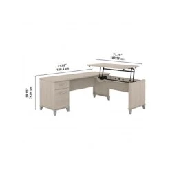 Bush Furniture Somerset 35"-41" Adjustable Desk With Return, Sand Oak (SET014SO) 4 Bush Furniture Somerset 35"-41" Adjustable Desk With Return, Sand Oak (SET014SO) -Office Supply Shop sp108409549 sc7